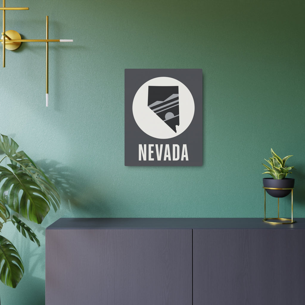 Square metal wall decor featuring Nevada state silhouette inside a circular white emblem and NEVADA