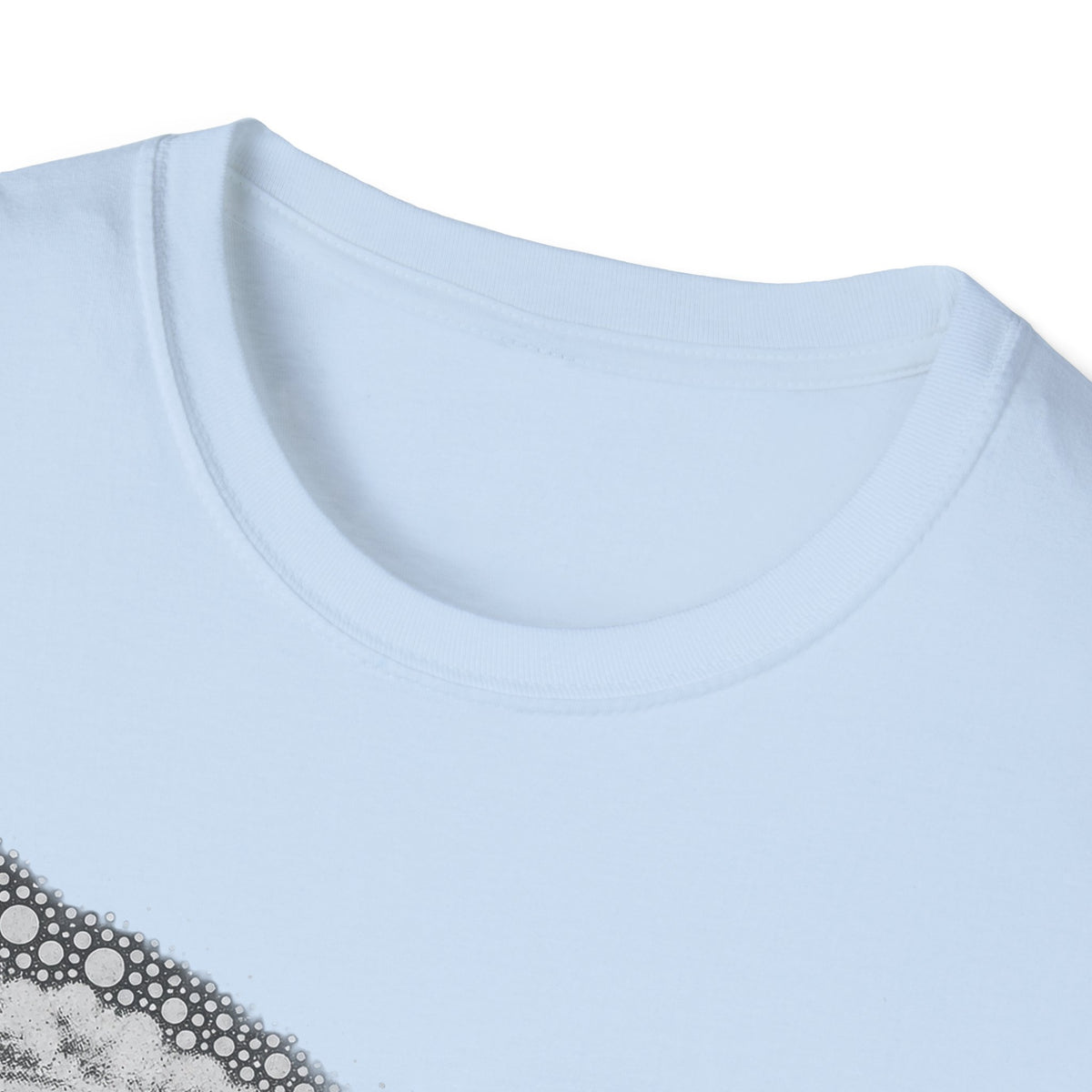 Light blue crew-neck T-shirt with ribbed collar and neckline detail