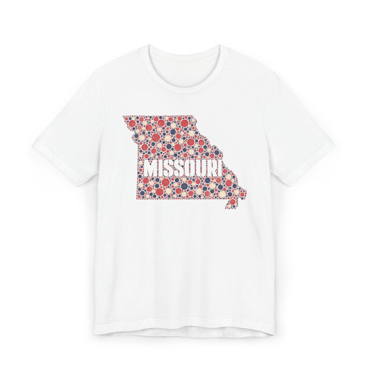 Missouri State Floral Map T-Shirt | Red White and Blue Missouri Outline Graphic Tee