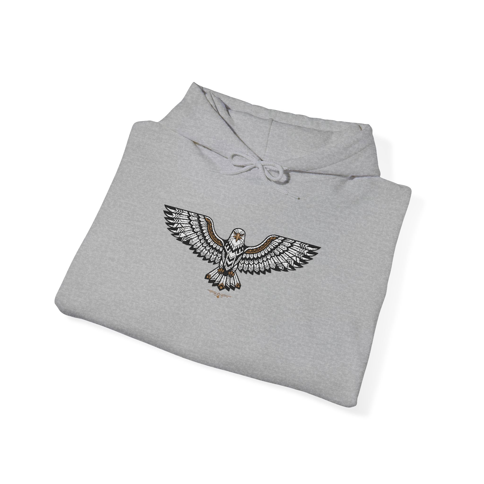 Unisex hoodie, light gray, rhinestone-style eagle graphic on chest