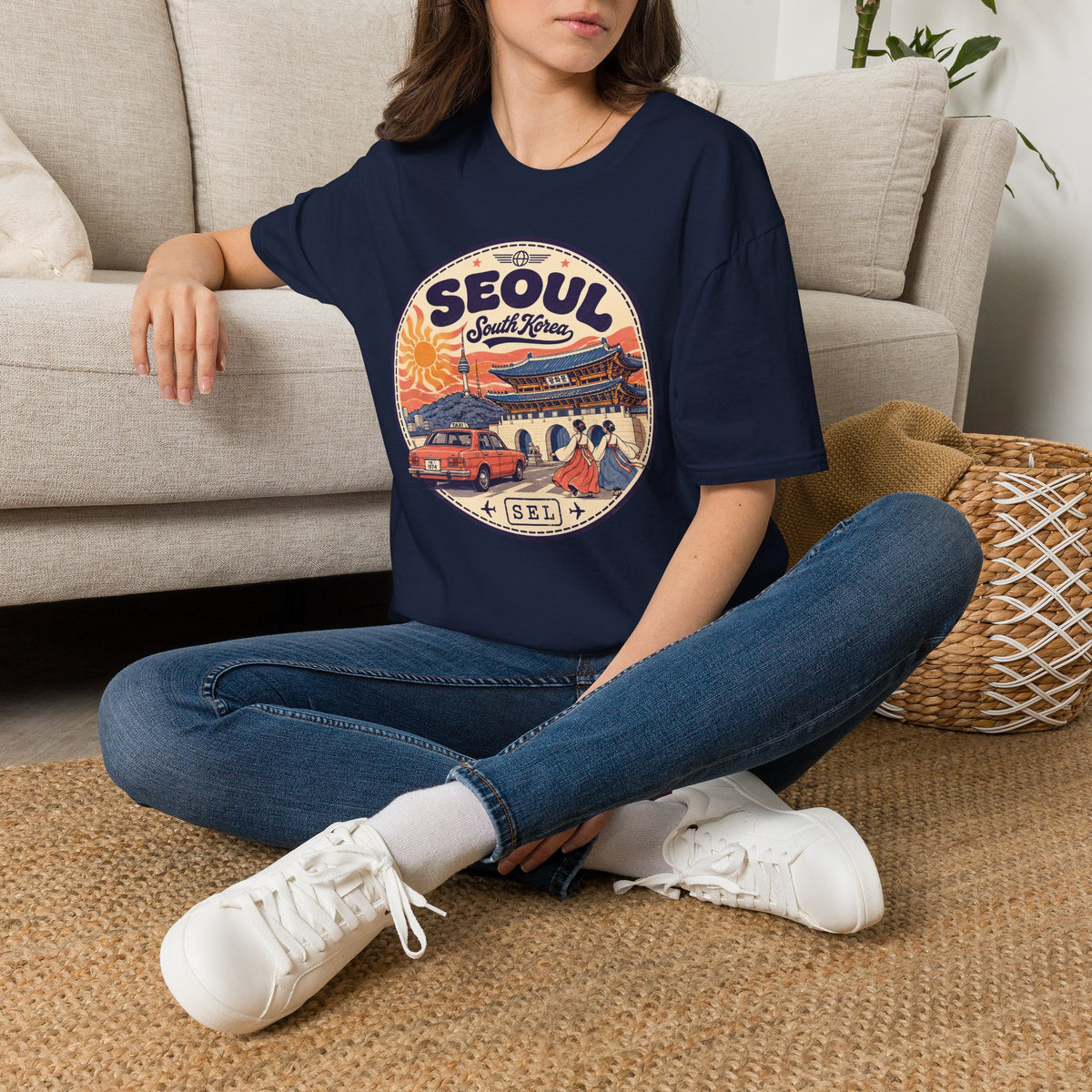 Seoul South Korea Vintage Travel Stamp T-Shirt | Korean Landmark Tee