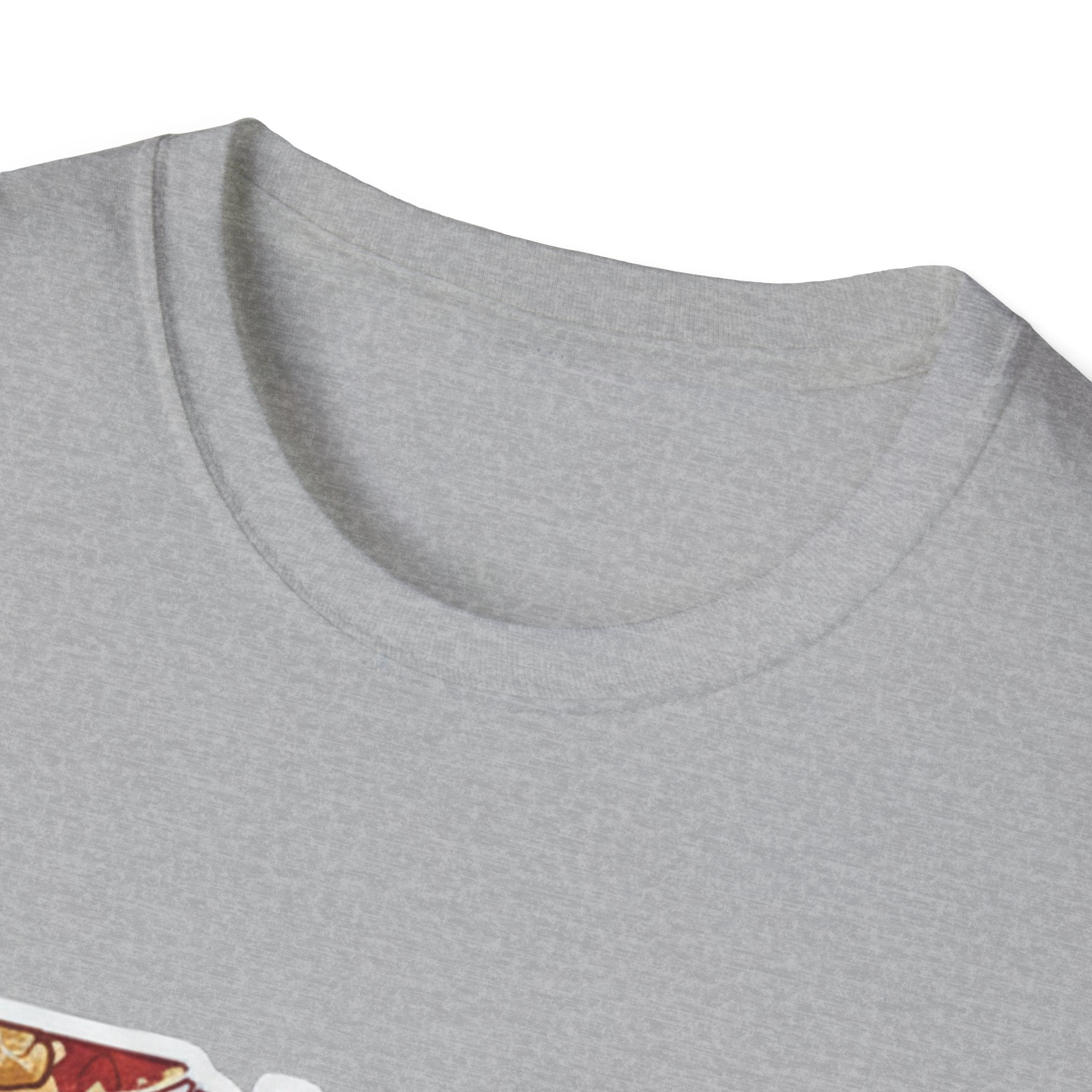 Heather gray crew neck T-shirt collar detail