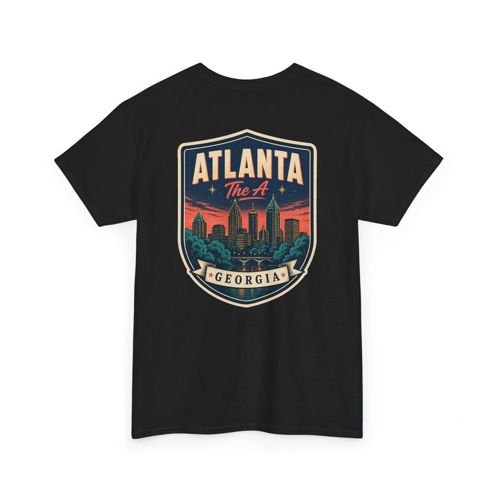 Black T-shirt with Atlanta Georgia skyline badge print