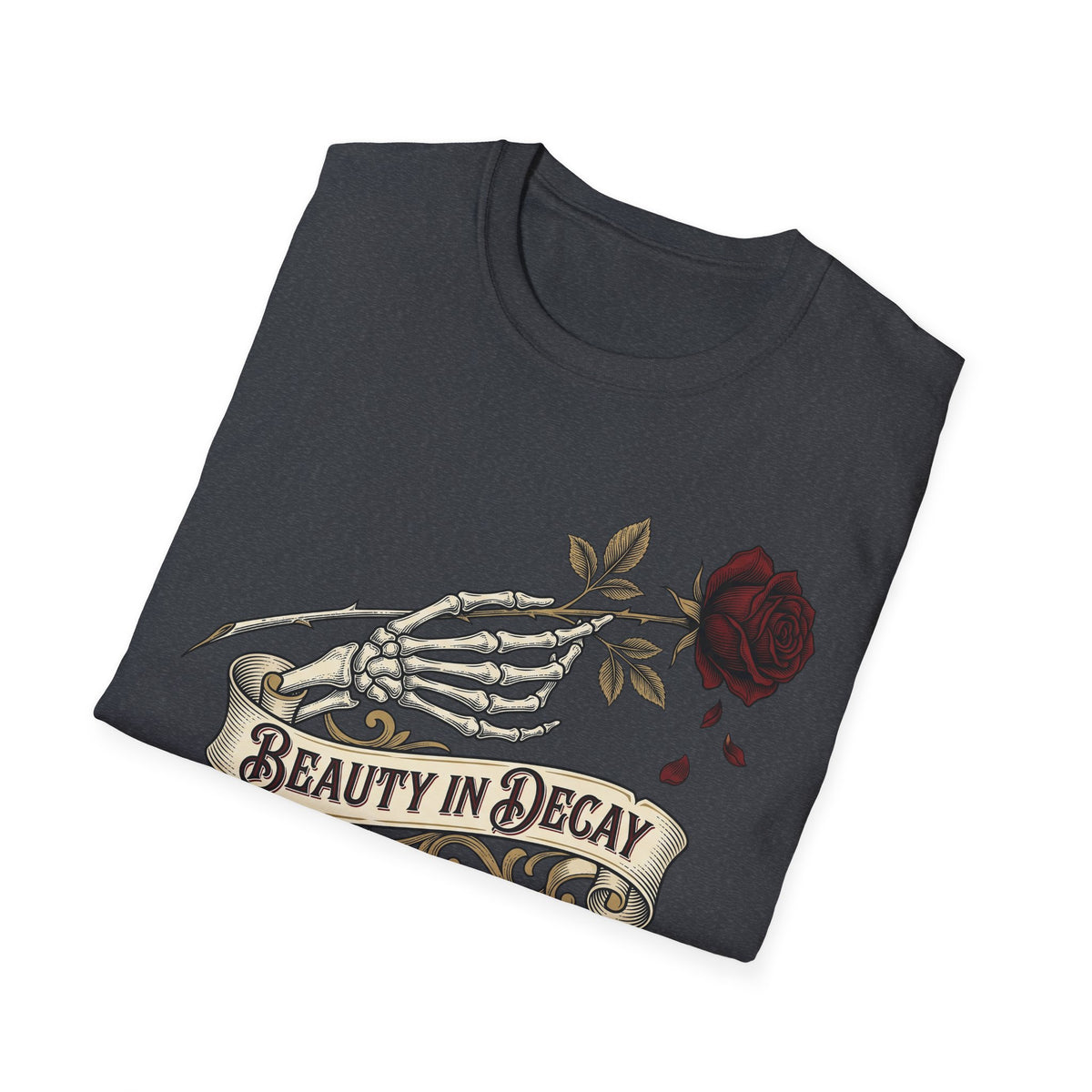 Beauty in Decay T-Shirt - Skeleton Hand & Rose Gothic Tattoo Tee