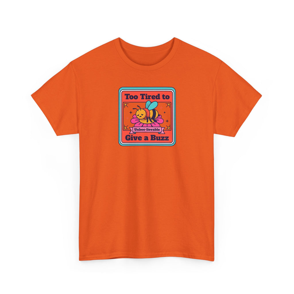 Orange crew-neck T-shirt with bee graphic front