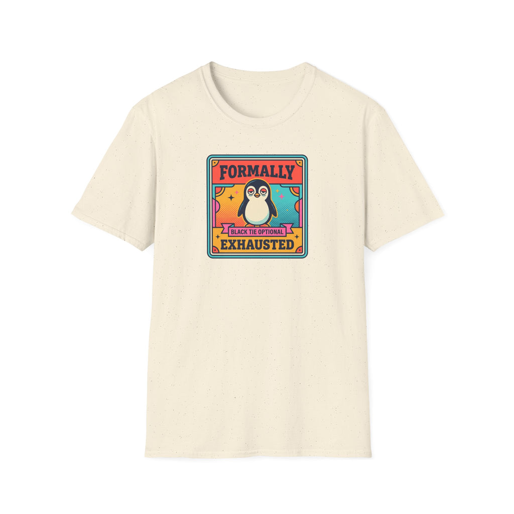 Cream T-shirt with penguin badge graphic