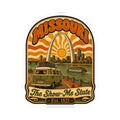 Missouri retro sticker featuring bus and riverboat scene with “Est. 1821” at the bottom