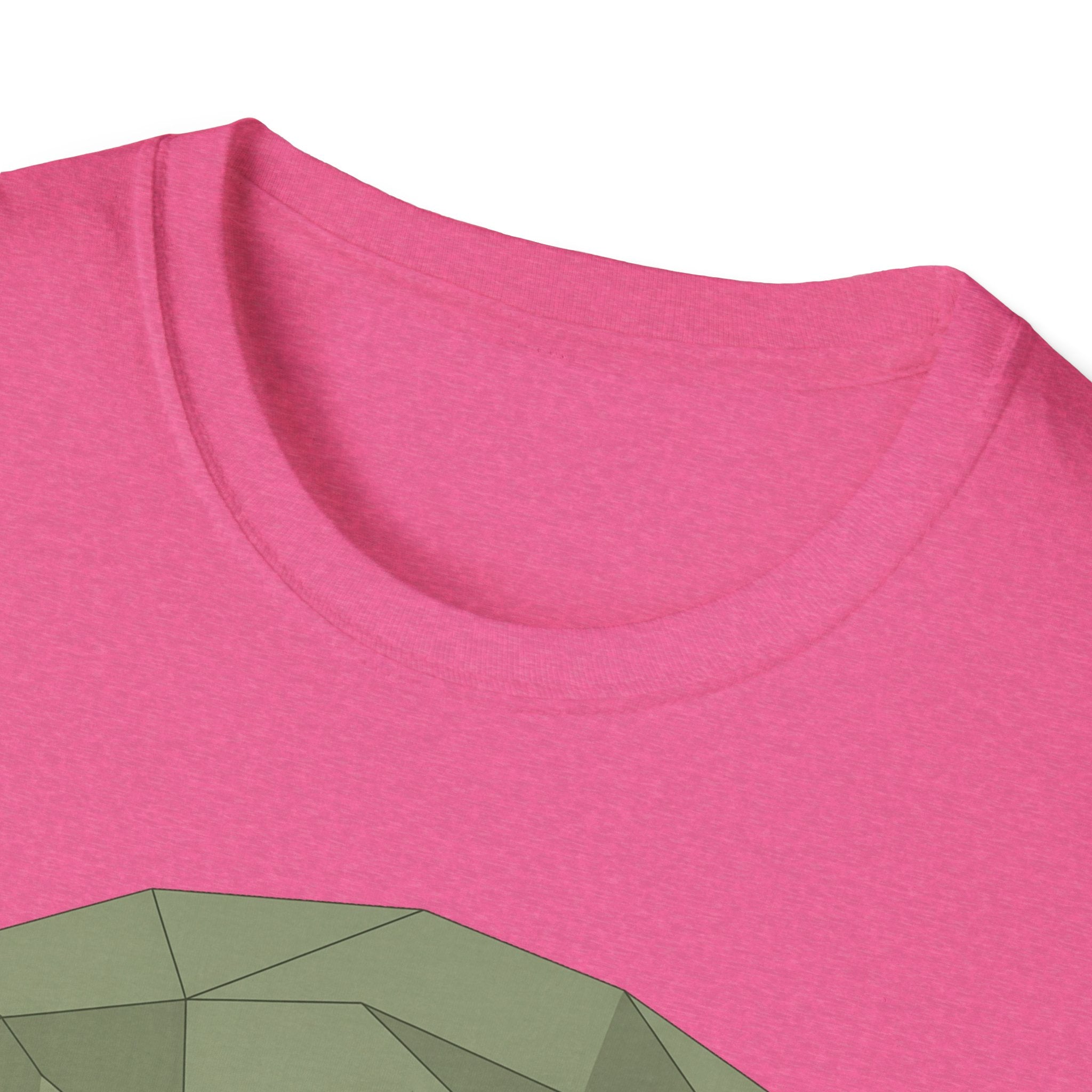 Dragon Blood Tree T-Shirt pink with geometric tree graphic partial view