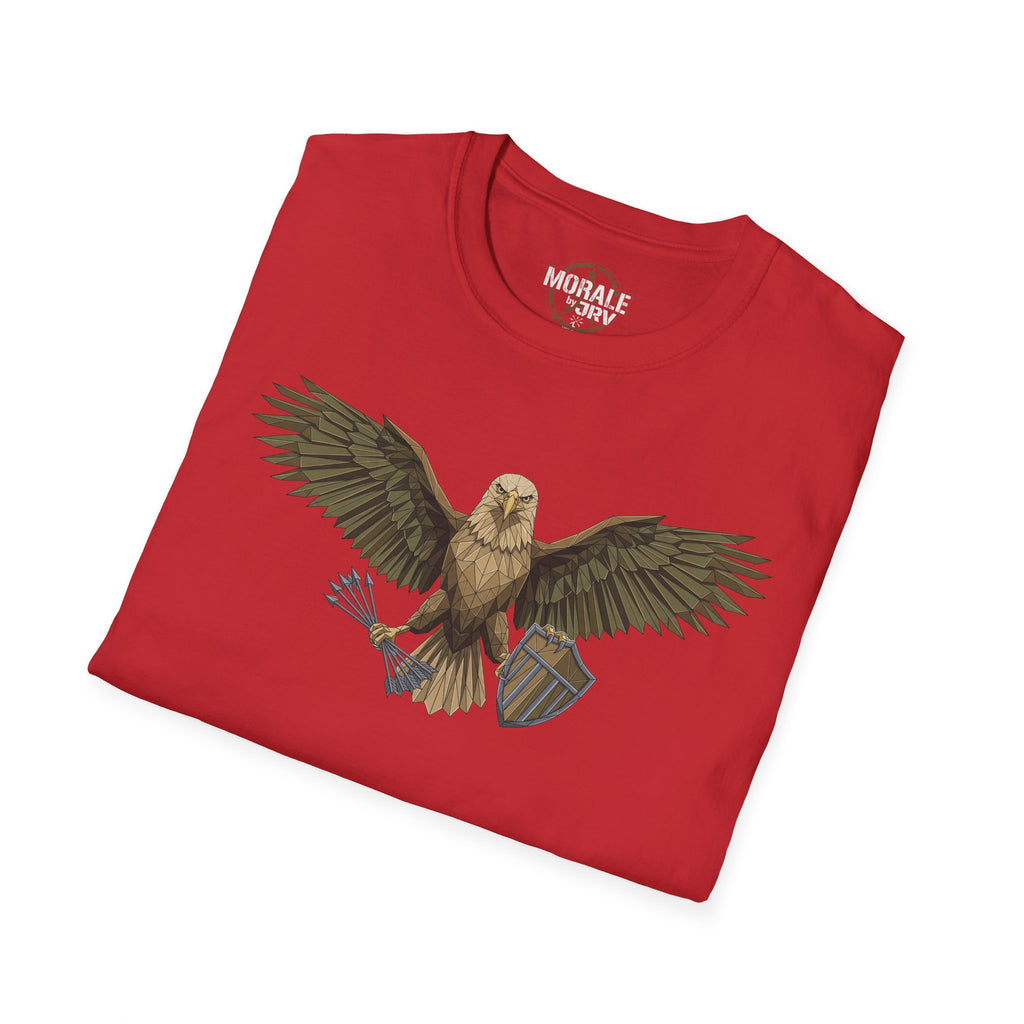 Soaring Hawk T-Shirt, Rot, Raptor-Vintage-Illustration mit Flügeln vorne
