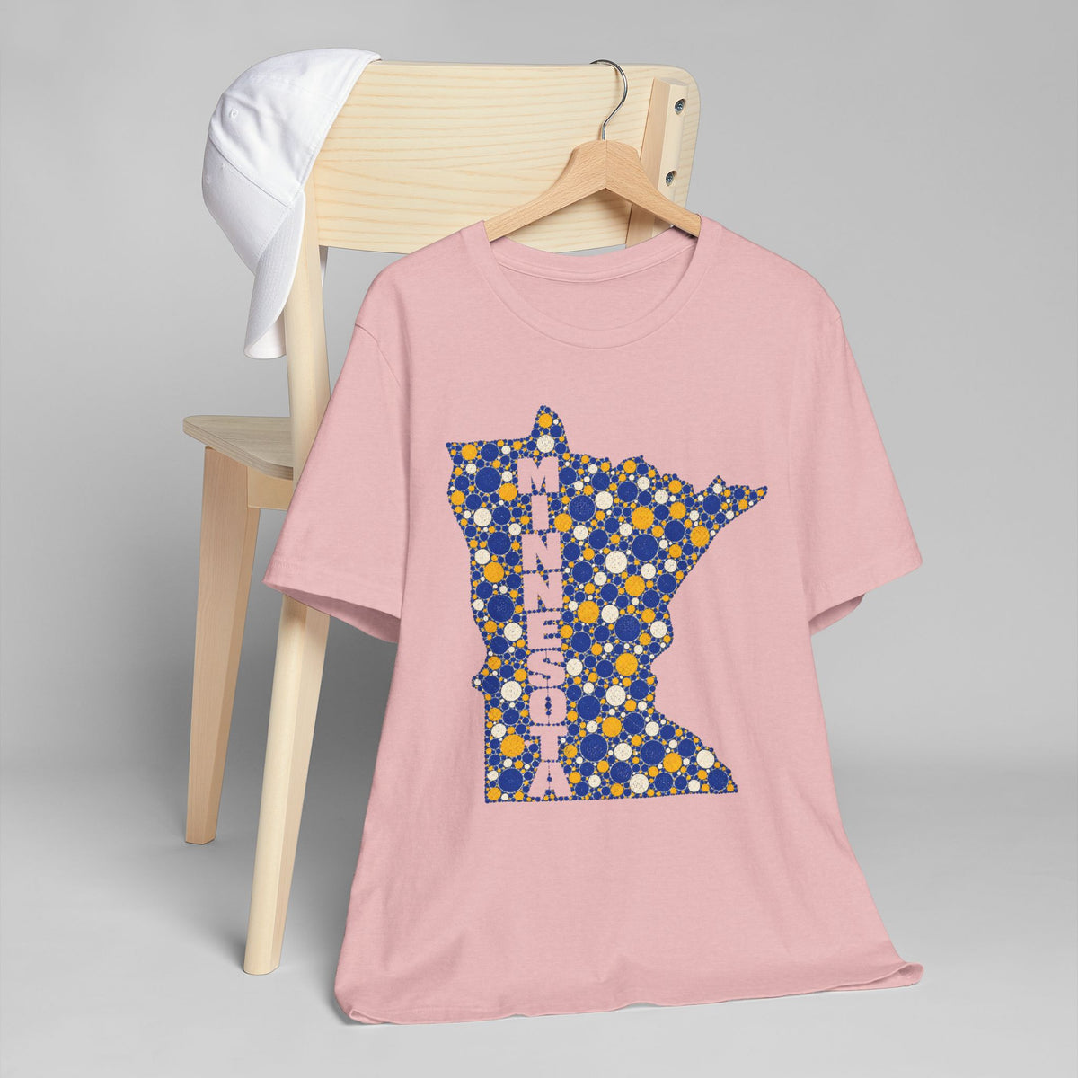 Minnesota State Floral Pattern T-Shirt | Blue and Gold Minnesota Map Graphic Tee