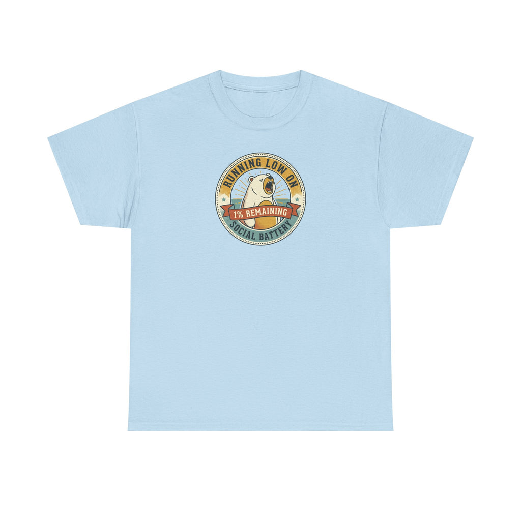 Light blue graphic T-shirt with circular bear badge logo