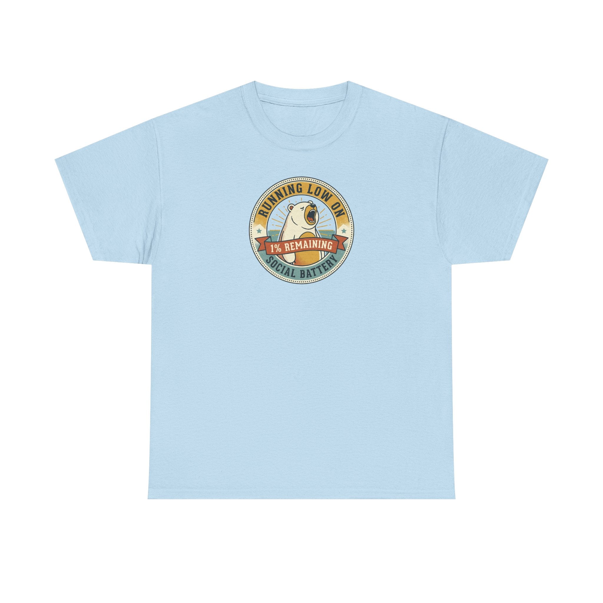 Light blue graphic T-shirt with circular bear badge logo