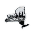 I AM NEW YORK sticker with black skyline and white city outline