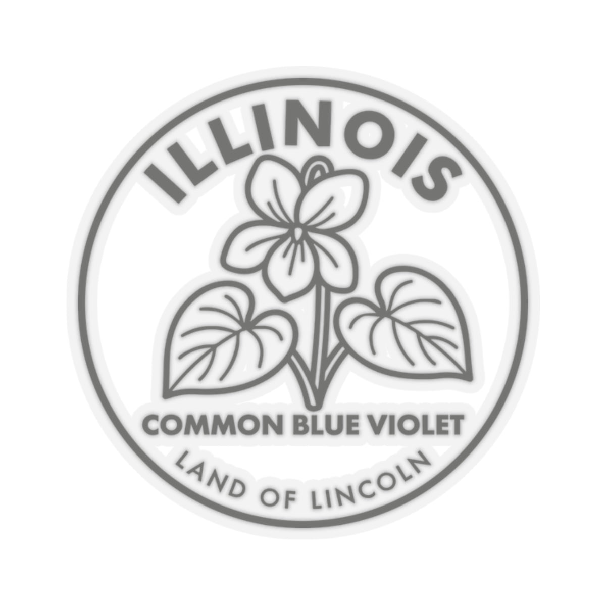 Circular transparent vinyl decal with Illinois seal and common blue violet flower