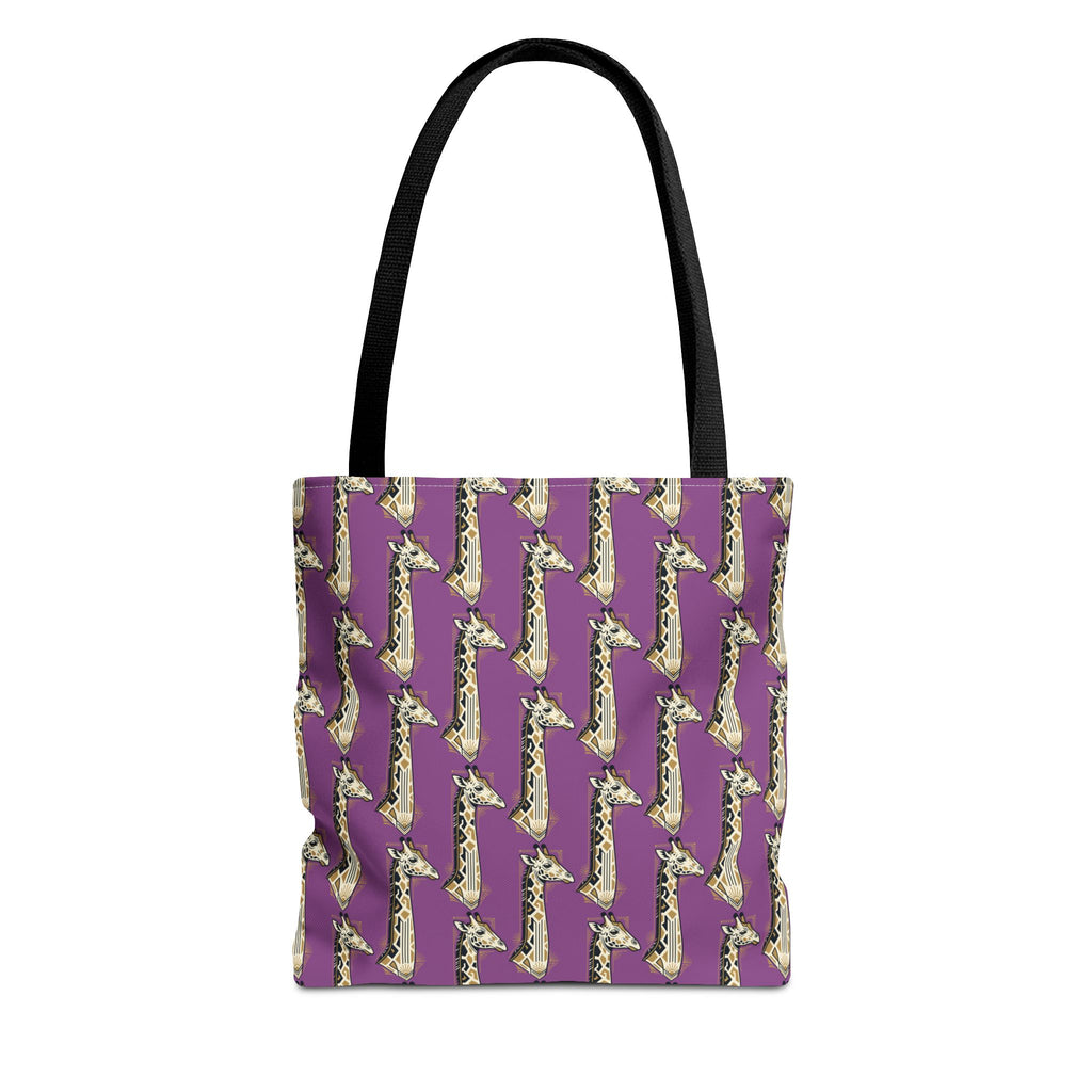 Saxophone tote bag with purple pattern and black handles