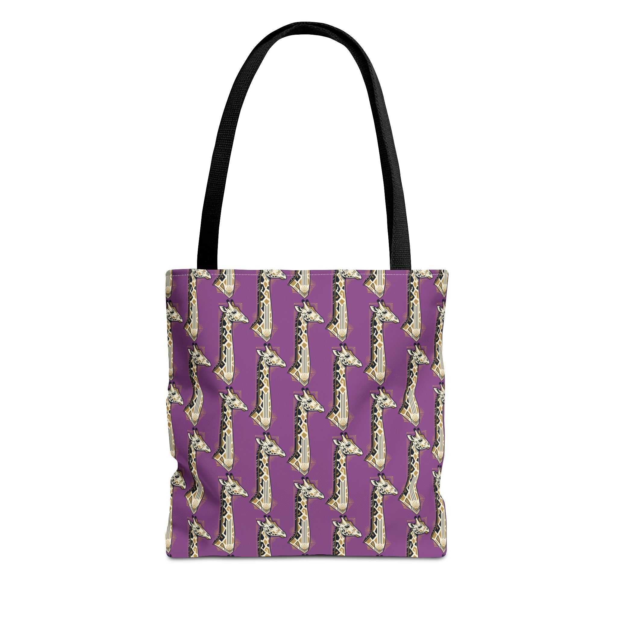 Saxophone tote bag with purple pattern and black handles