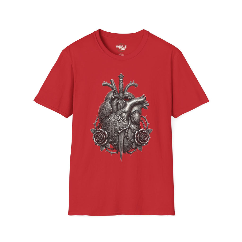 Anatomical heart and roses T-shirt, red gothic medical illustration