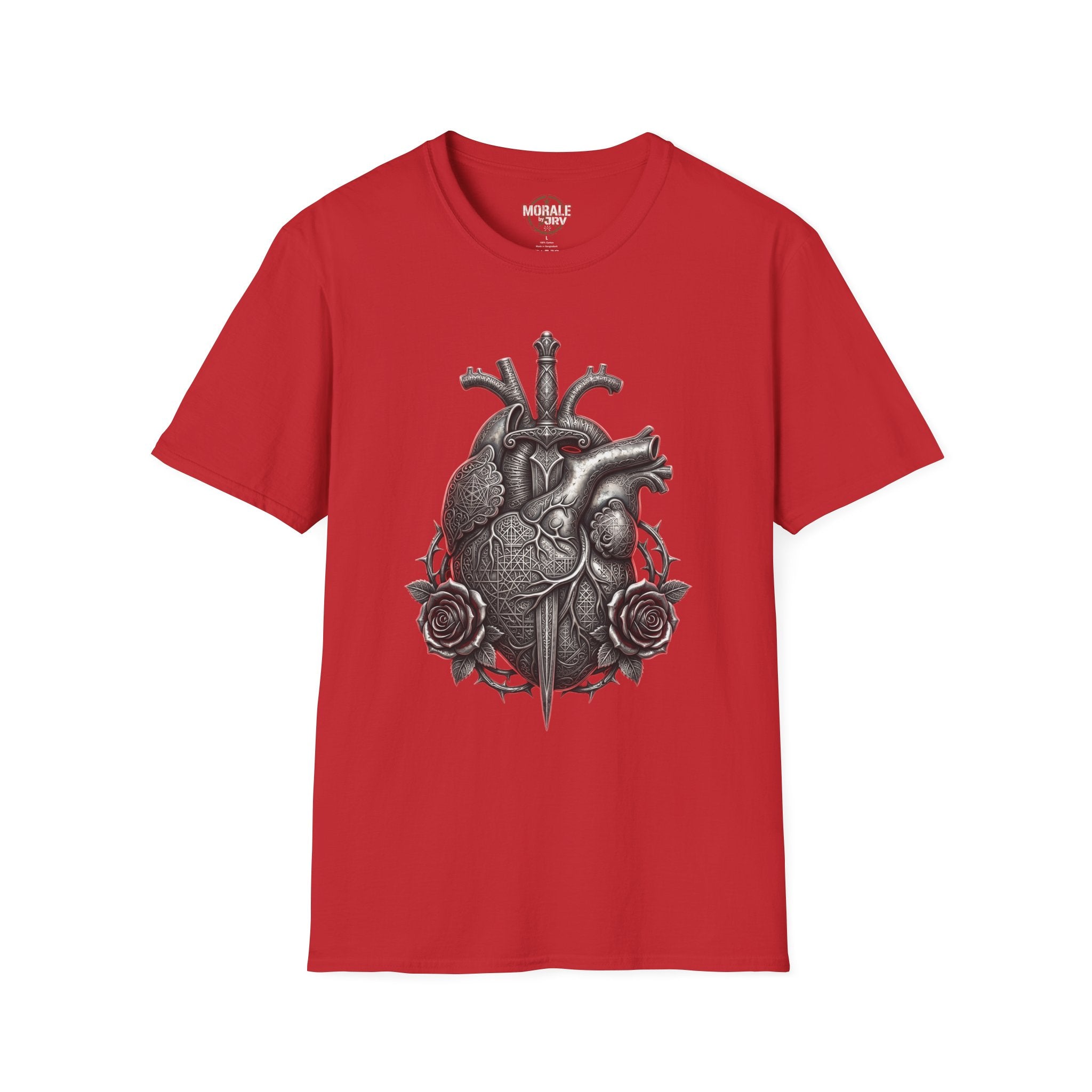 Anatomical heart and roses T-shirt, red gothic medical illustration