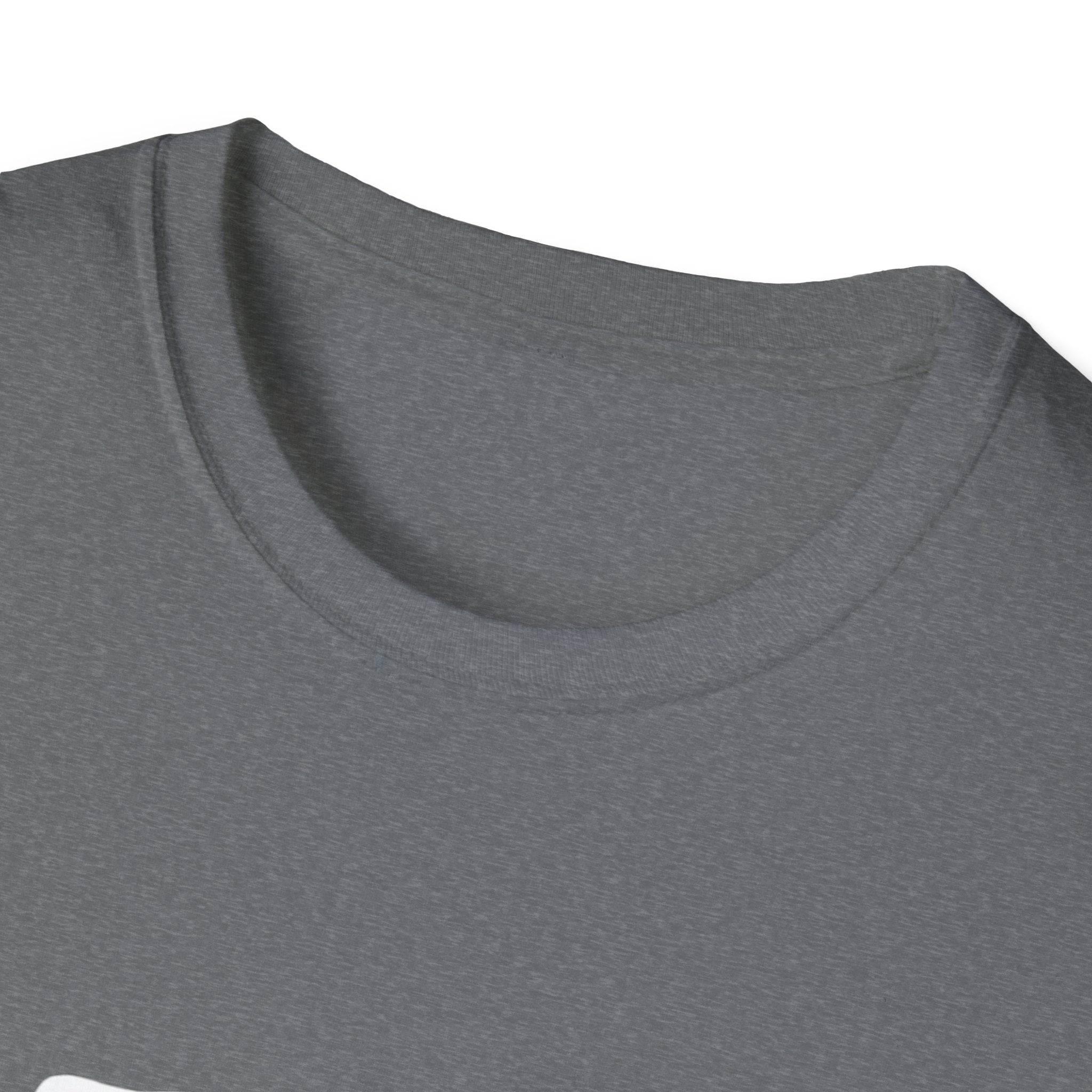 Heather gray crew-neck T-shirt close-up of neckline