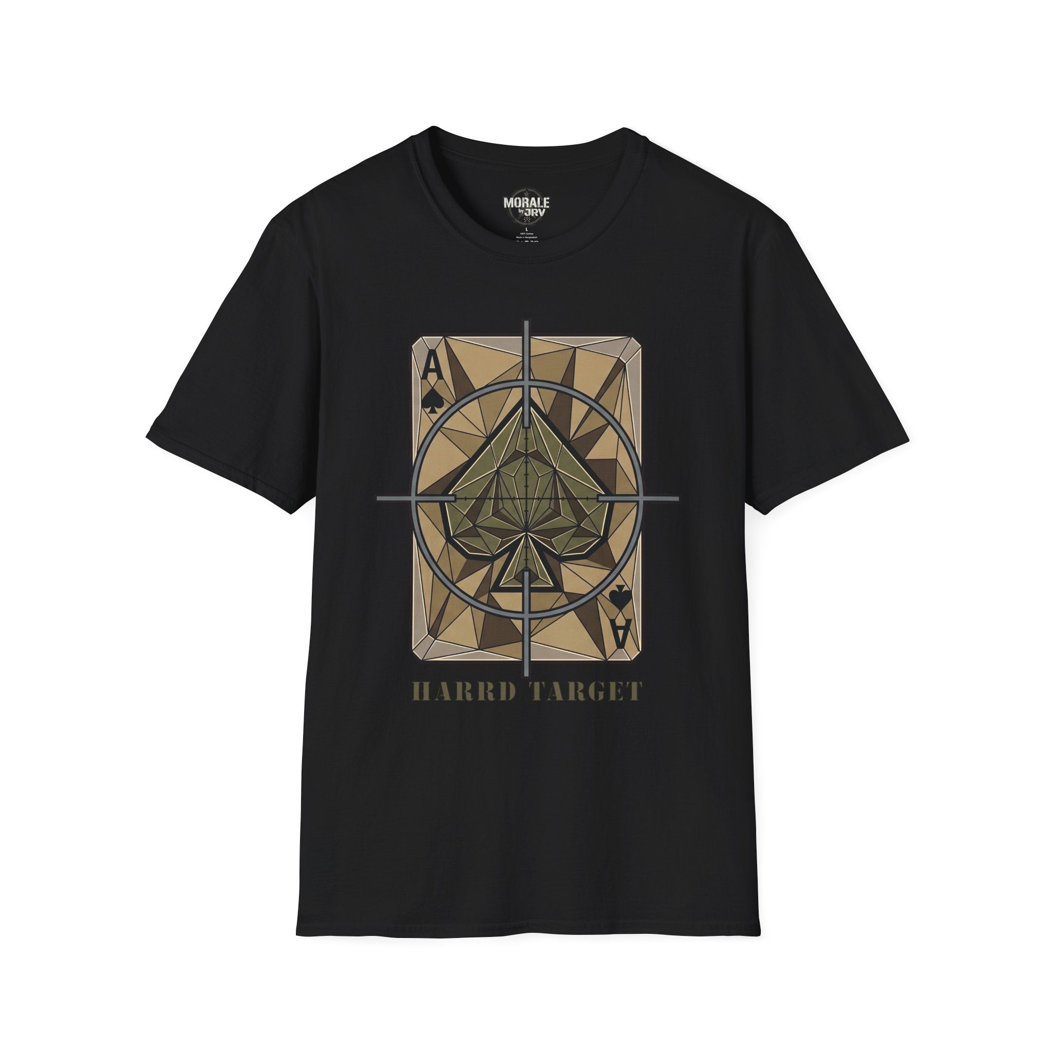 Ace Target T-shirt, black with crosshair spade graphic front