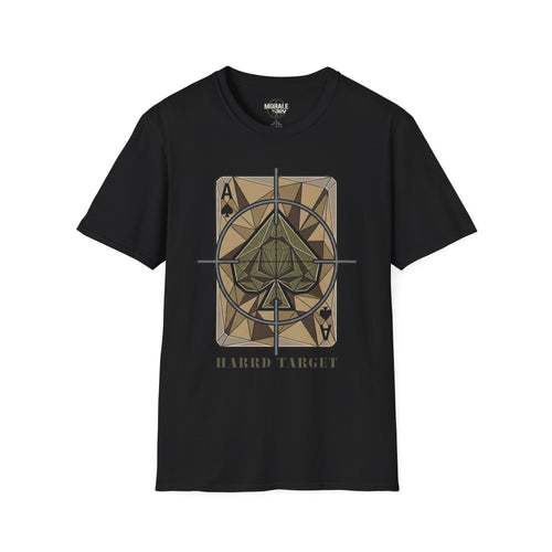 Ace Target T-shirt, black with crosshair spade graphic front