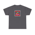 Charcoal T-shirt with bee graphic: “Too Tired to Give a Buzz”