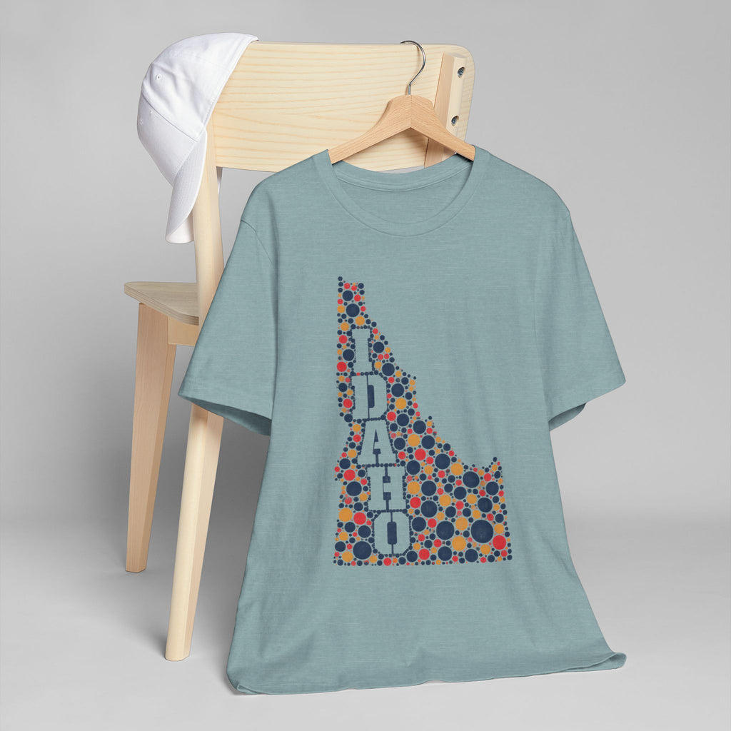 Idaho Polka Dot State Outline T-Shirt | Colorful Idaho Map Graphic Tee