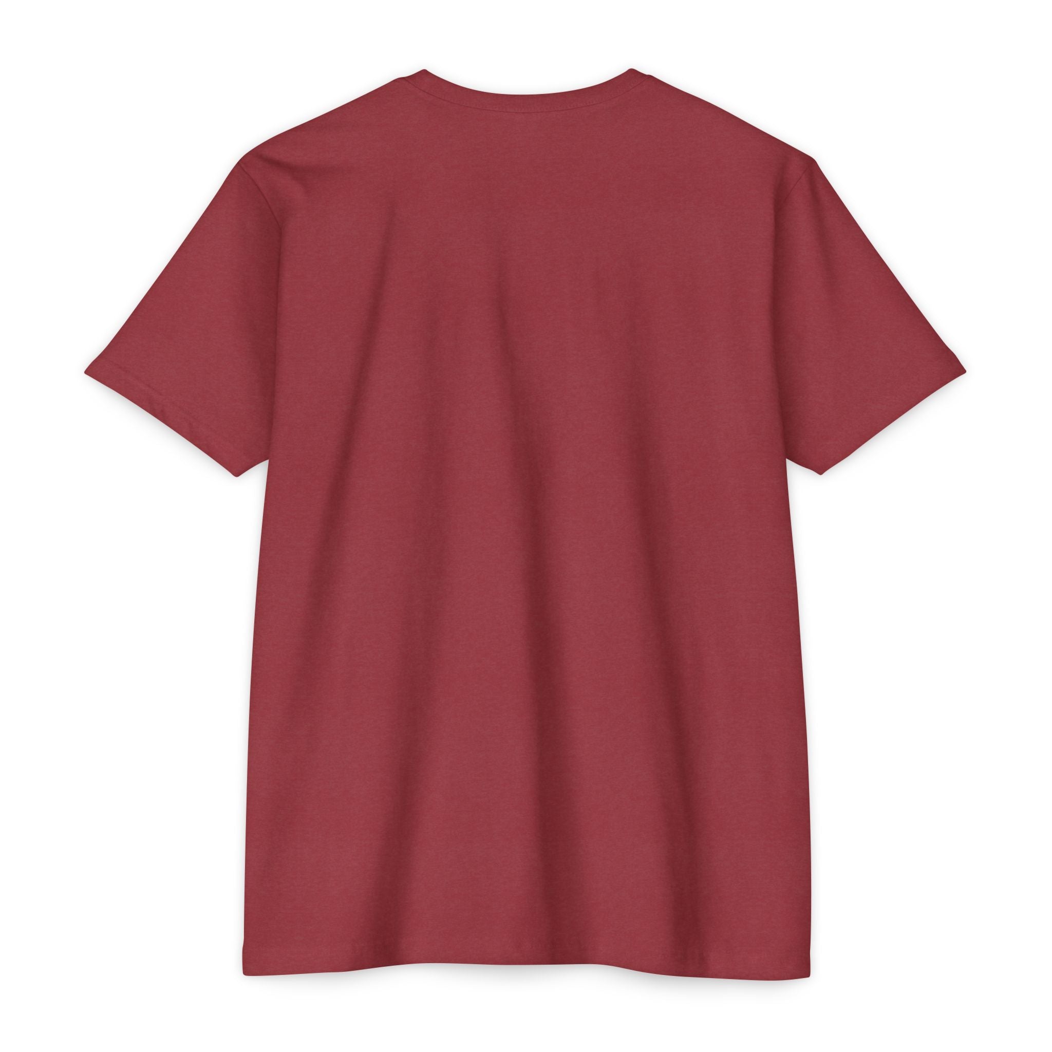 Maroon crew-neck T-shirt with short sleeves, plain front
