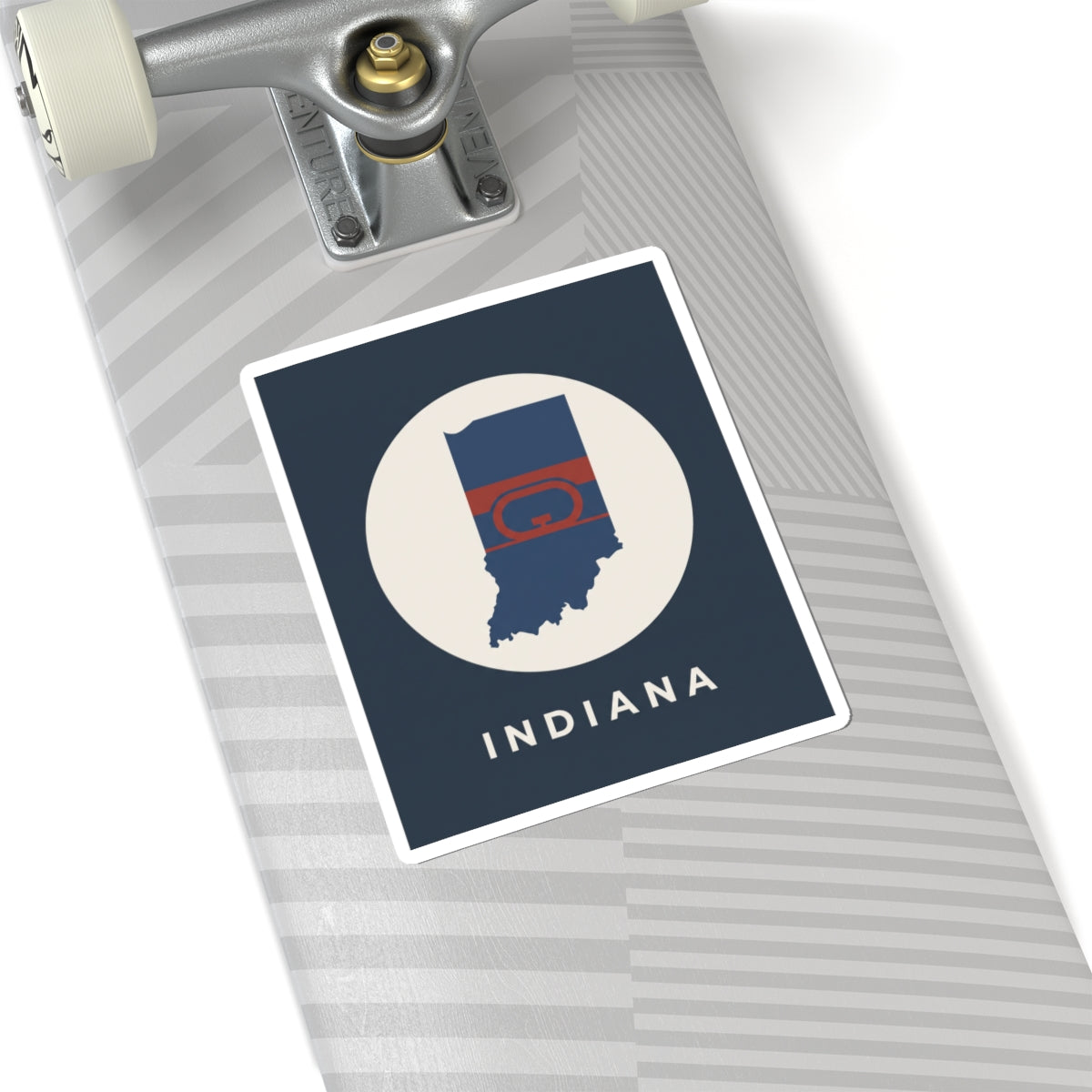 Indiana state map flag kiss-cut sticker on luggage surface