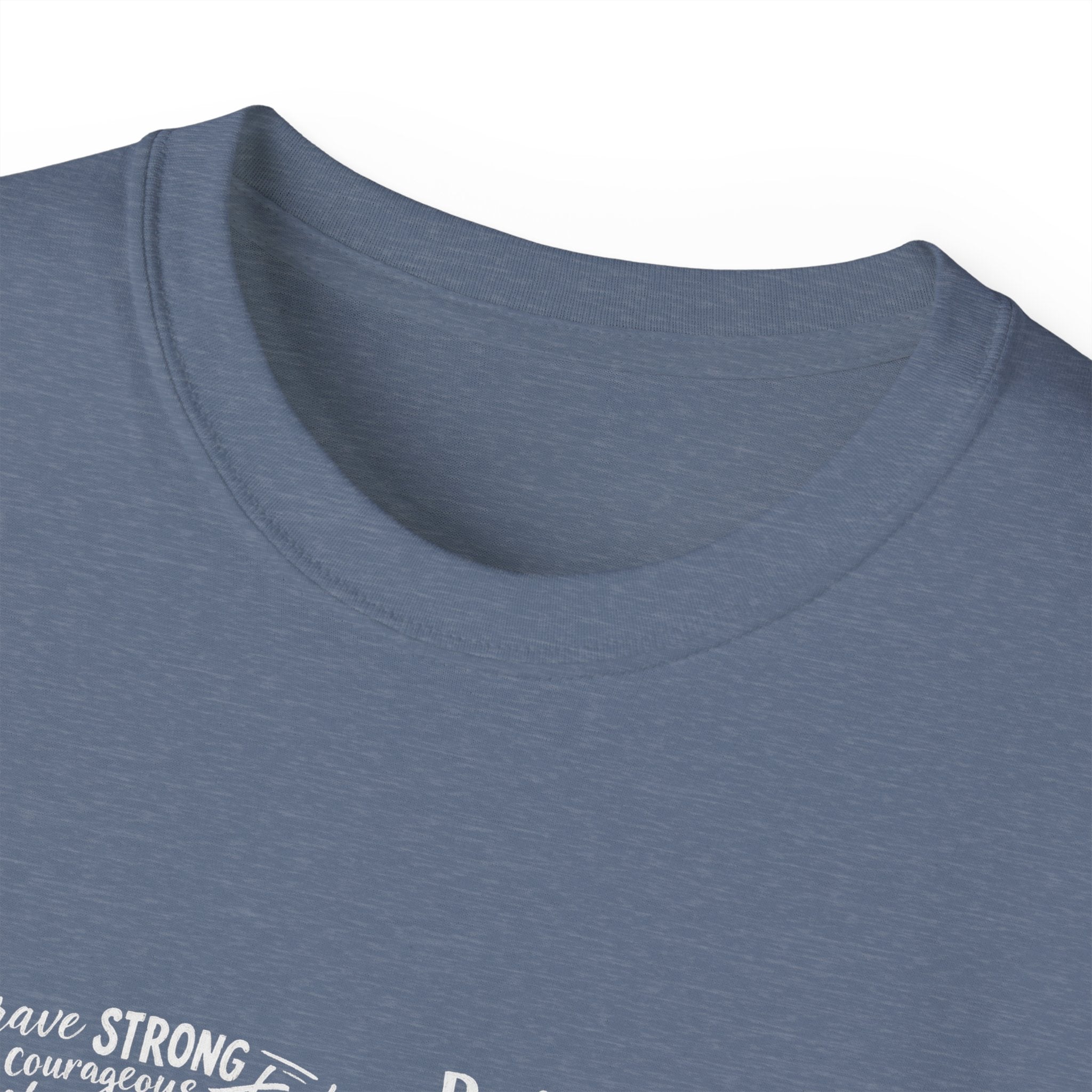 Life Word Cloud Tee, blaues T‑Shirt mit geripptem Rundhalsausschnitt