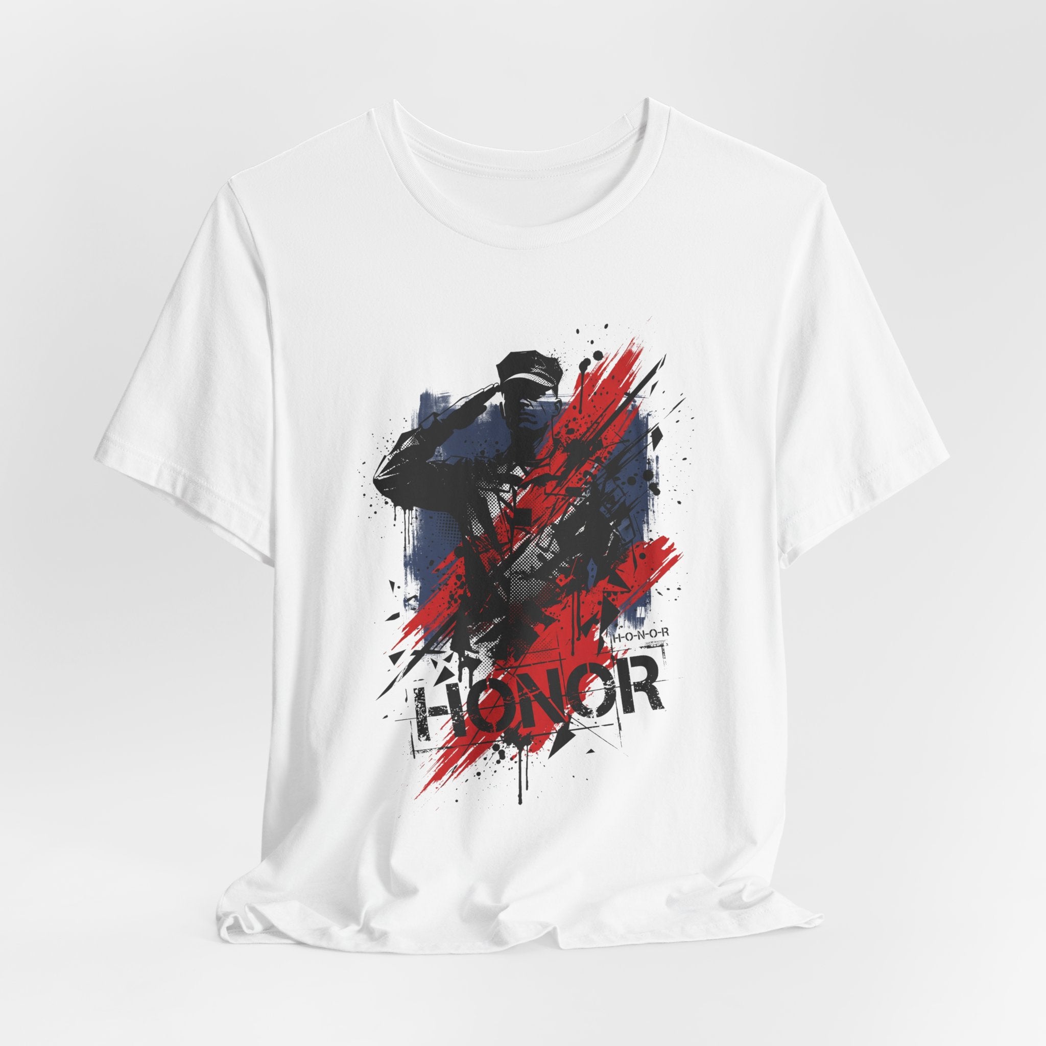 White Honor Soldier Silhouette T-Shirt with soldier silhouette graphic and “HONOR” text