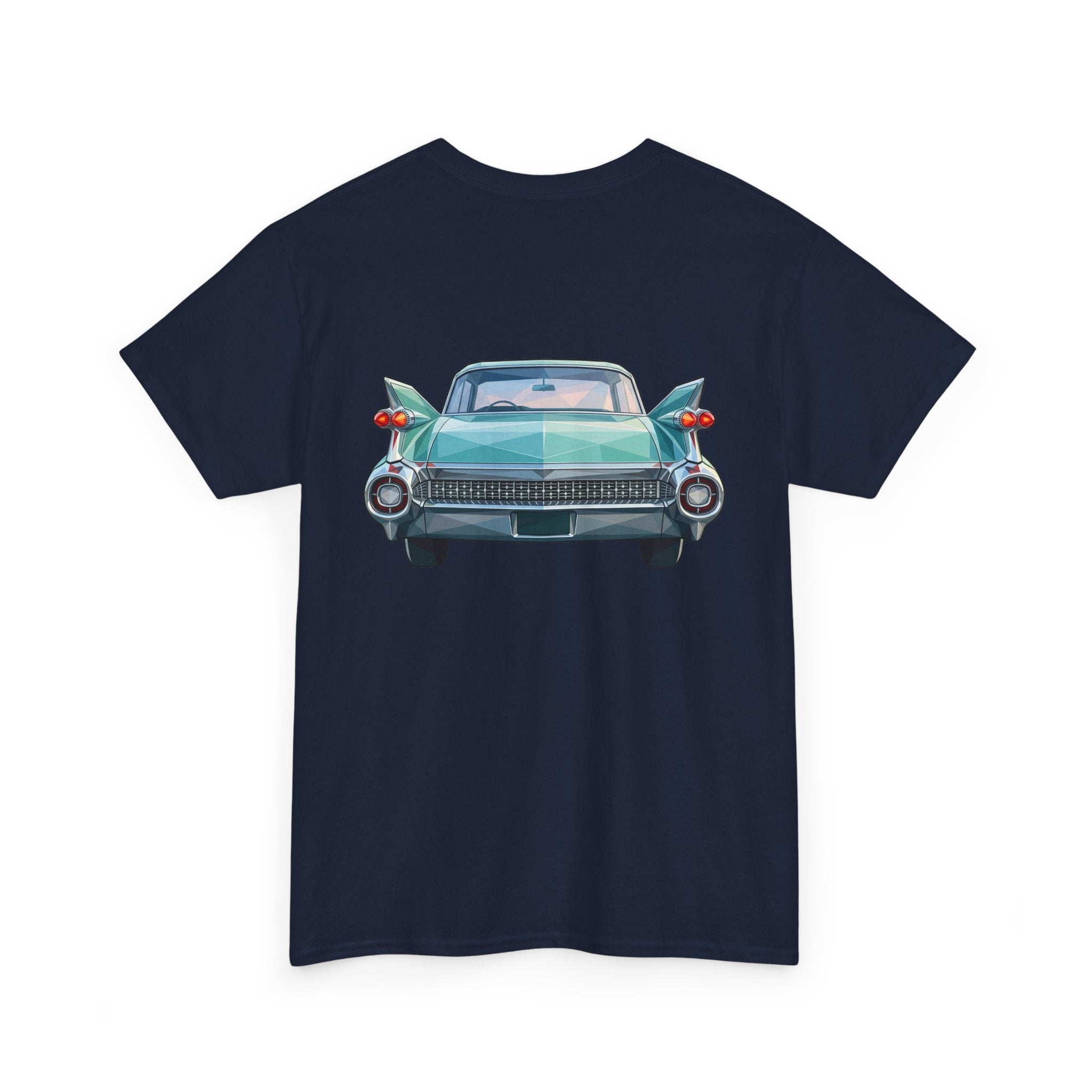 Midnight blue crew neck T-shirt with colorful vintage car front graphic