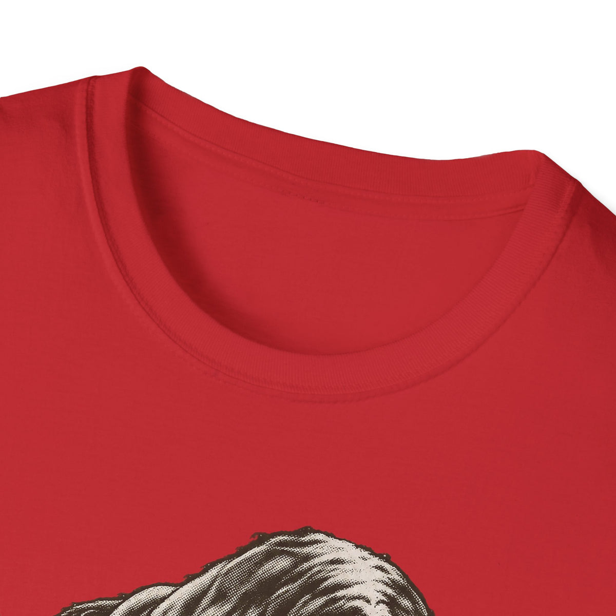 Red crew-neck T-shirt with partial charging bull graphic at chest