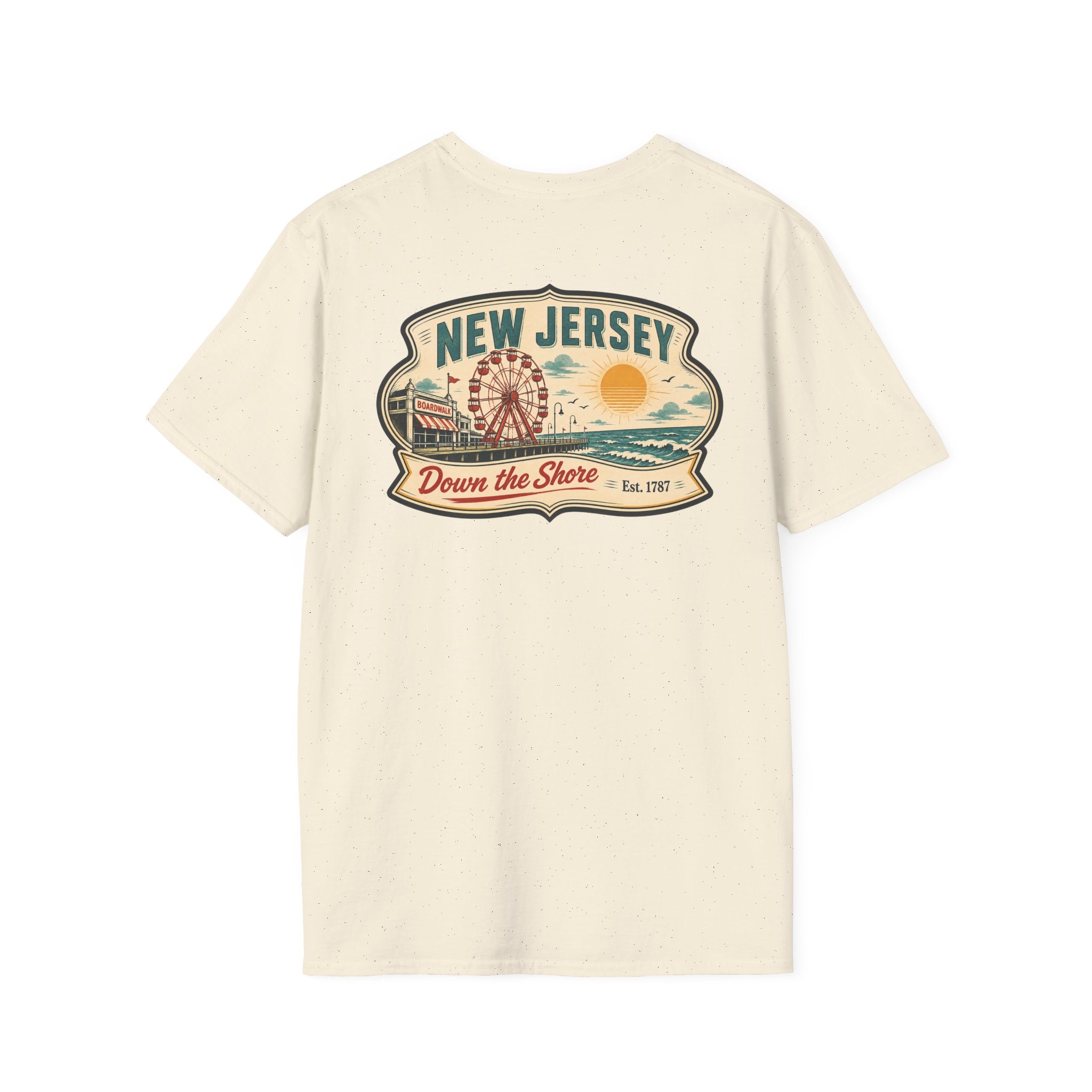 Natural T-shirt with New Jersey "Down the Shore" graphic