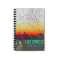Las Cruces New Mexico spiral notebook with sunset map cover and teal title text