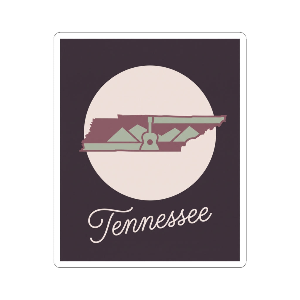Tennessee state silhouette decal sticker with “Tennessee” script lettering