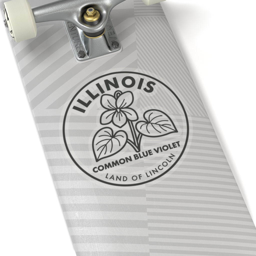 Illinois common blue violet transparent vinyl decal, circular black line art with text