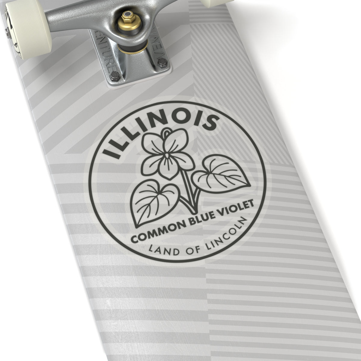 Illinois common blue violet transparent vinyl decal, circular black line art with text