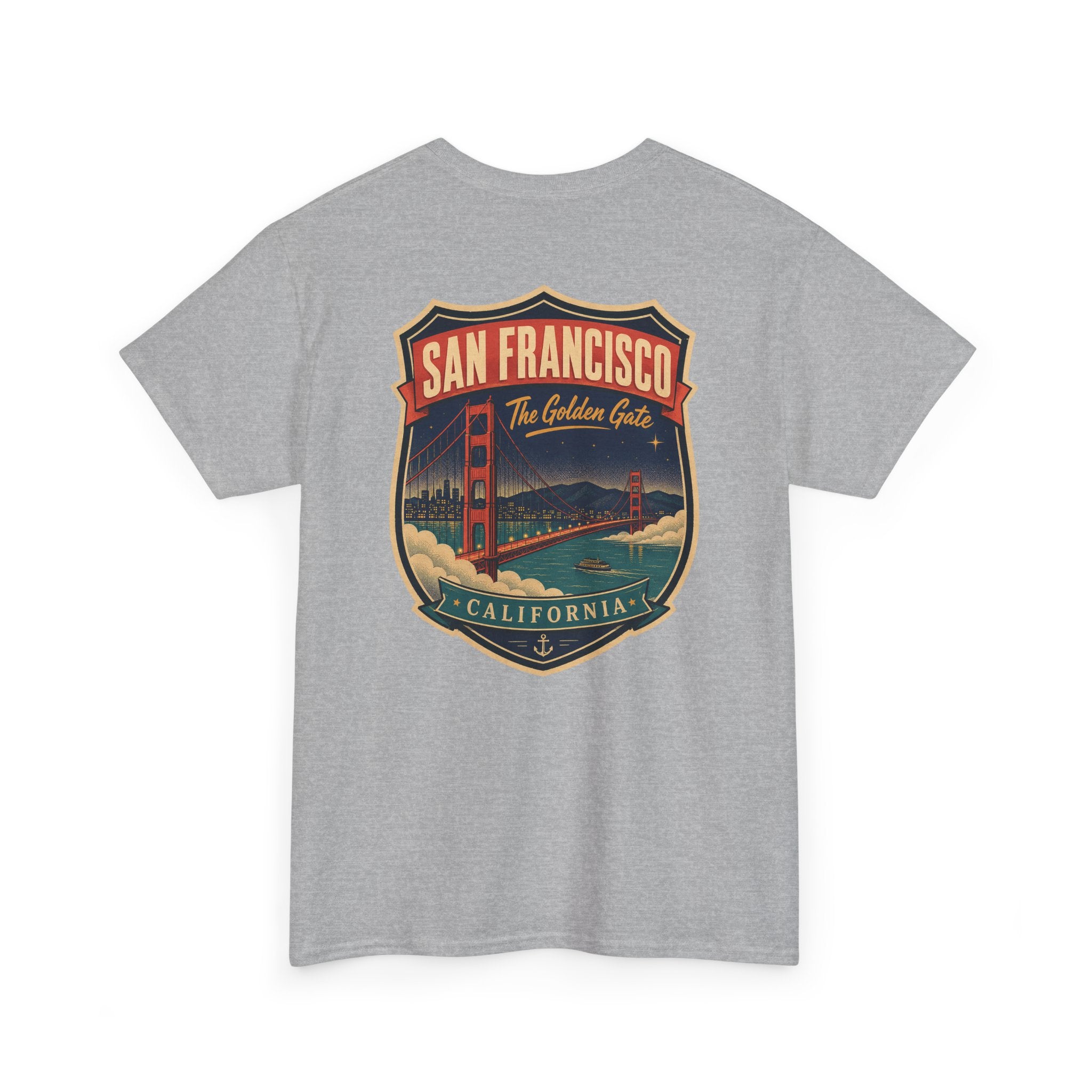 Sport grey T-shirt with San Francisco city luggage tag badge graphic