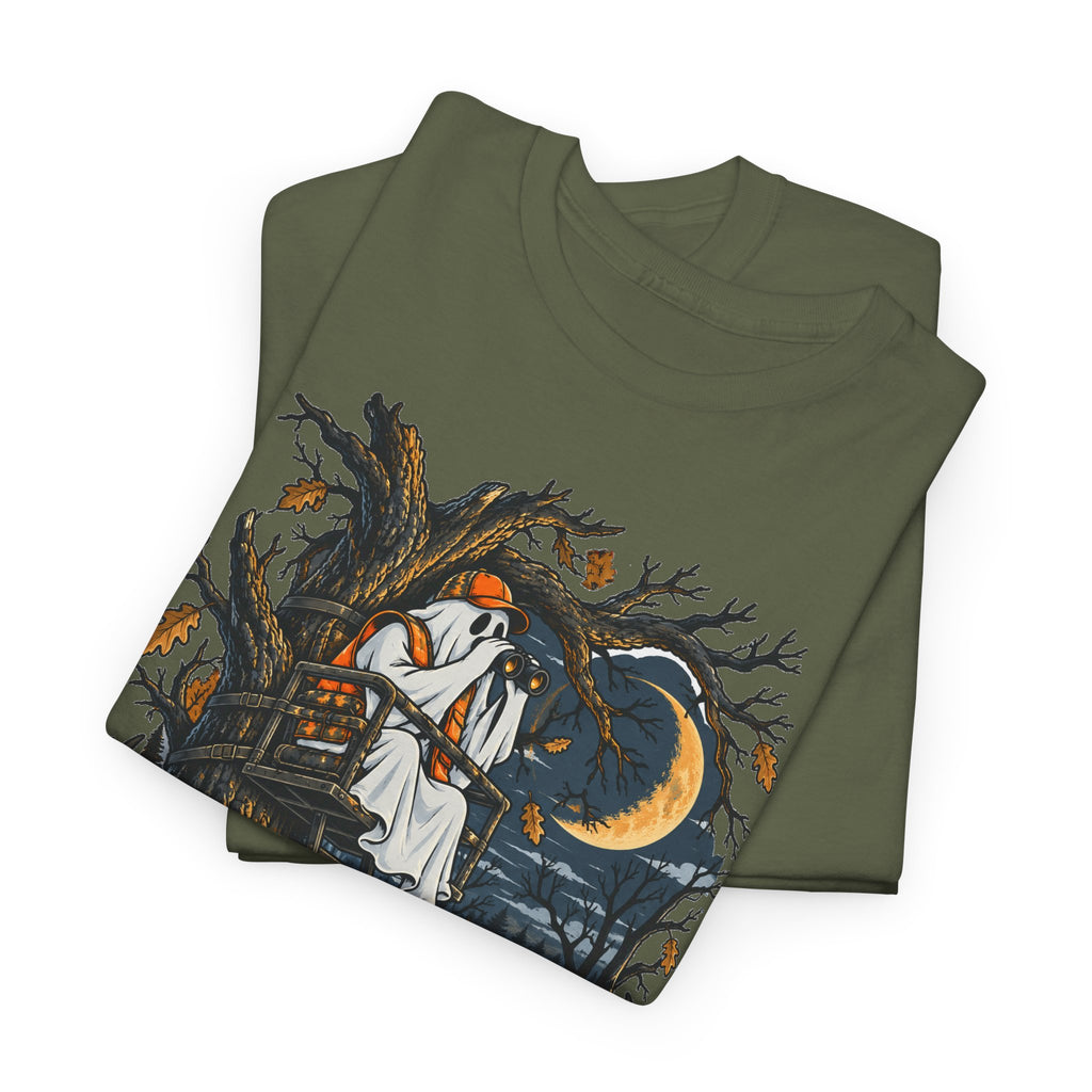 Haunted Tree Stand T-Shirt, Funny Ghost Deer Hunter Halloween Shirt for Men and Women, Bow Hunting Season Gift Tee