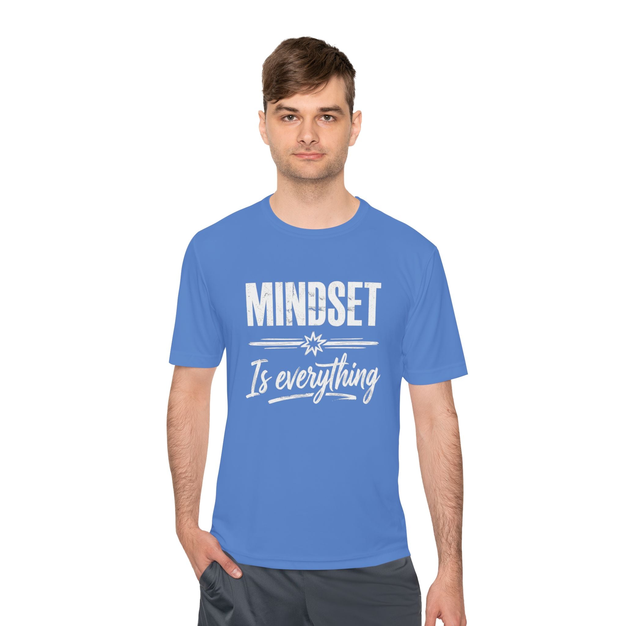 Atomic Blue T-shirt mit Aufdruck „MINDSET“ und „It’s everything“