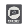 Connecticut state metal wall art sign with tree silhouette in a circle and CONNECTICUT text