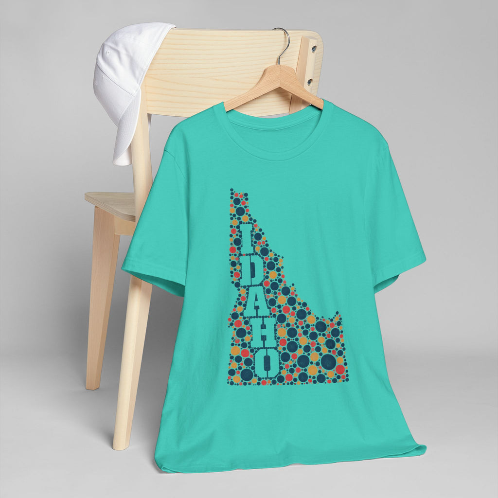 Idaho Polka Dot State Outline T-Shirt | Colorful Idaho Map Graphic Tee