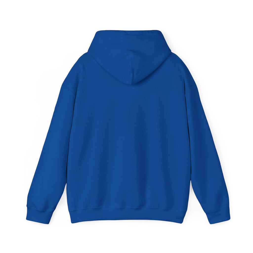 Royal blue pullover hoodie with kangaroo pocket and hood