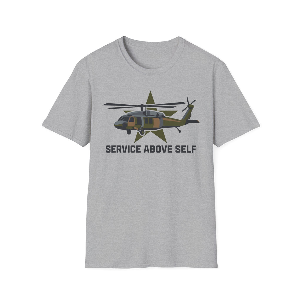 Service Above Self T-shirt in sport gray with helicopter star graphic on chest