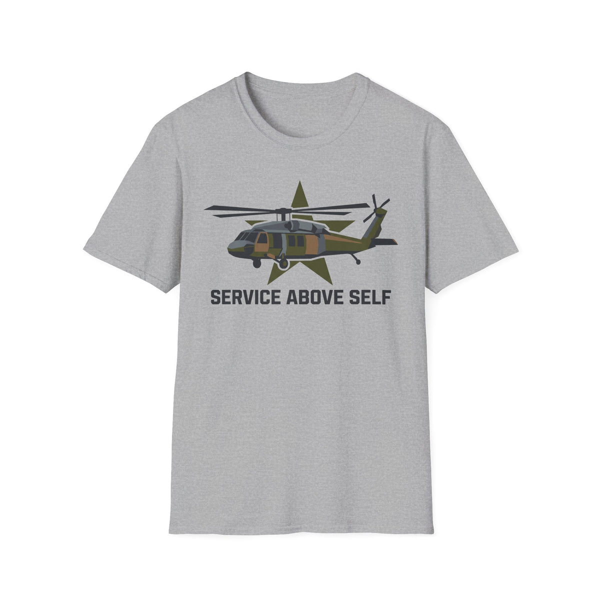 Service Above Self T-shirt in sport gray with helicopter star graphic on chest