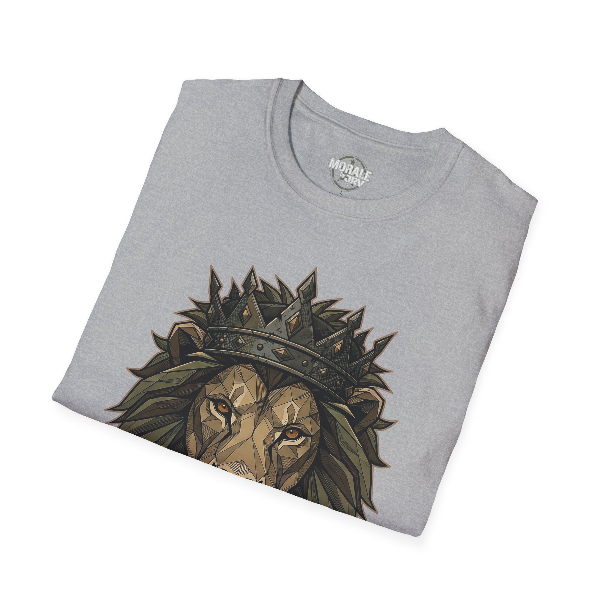 Regal Lion T-Shirt in sport grey, crowned lion head graphic on front