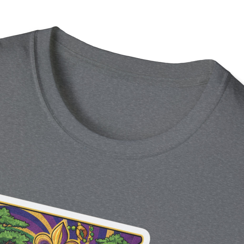 Heather gray T-shirt neckline close-up