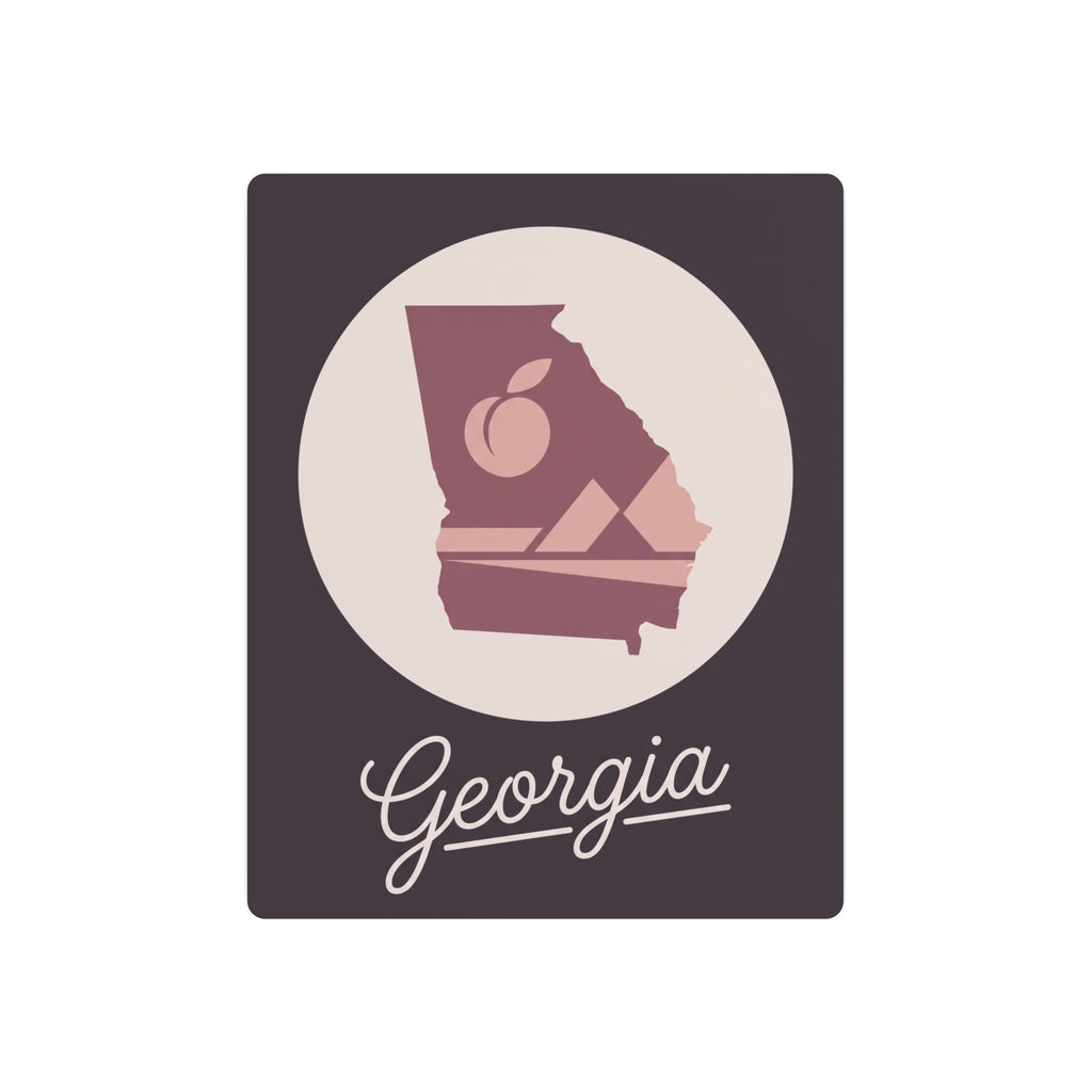 Metal wall art sign featuring Georgia silhouette with “Georgia” script, maroon and blush