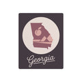 Metal wall art sign featuring Georgia silhouette with “Georgia” script, maroon and blush